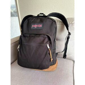 JANSPORT Right Pack Backpack Classic Laptop Book Bag Suede Leather Bottom Black